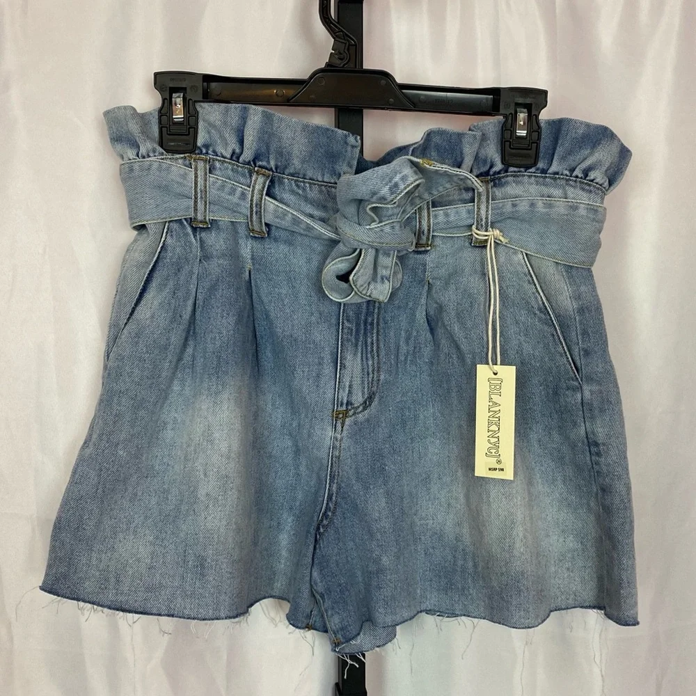 Blank NYC Paperbag Waist Belted Denim Shorts sz 29